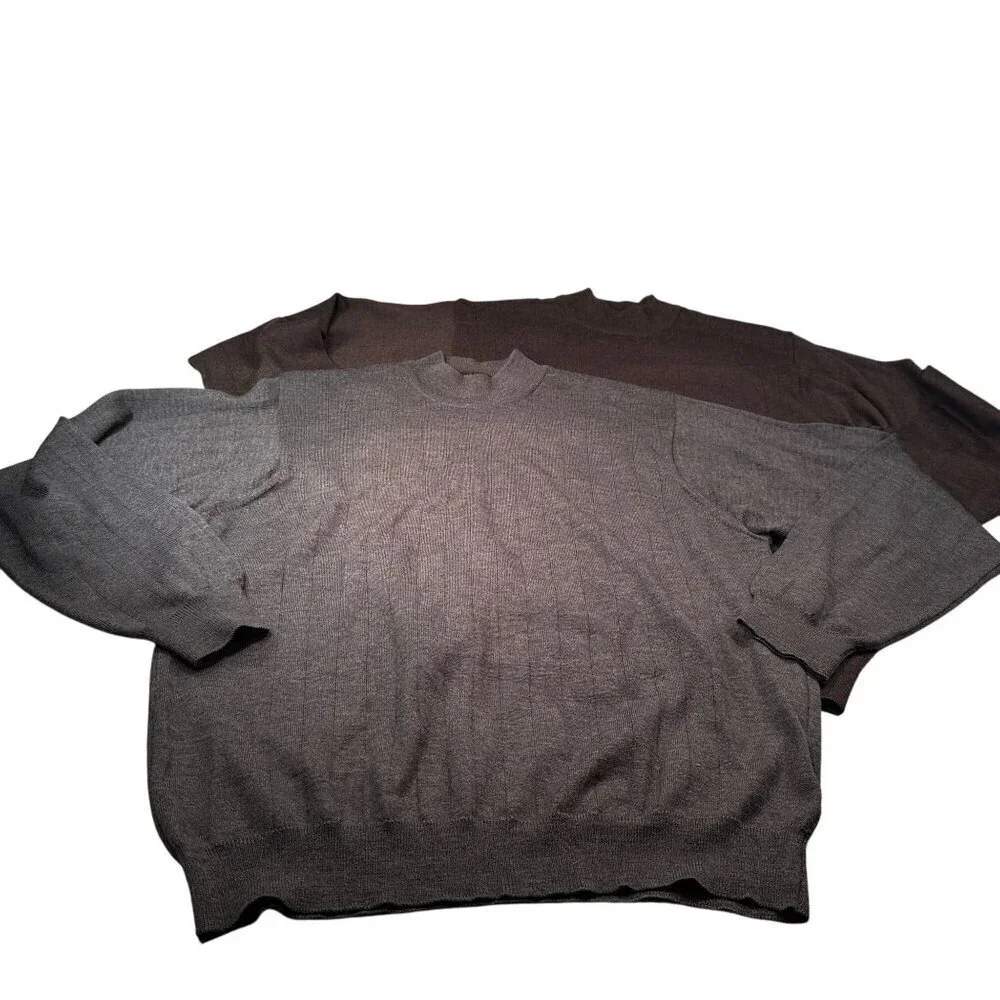 Joseph Lyman Crewneck Sweaters Mens Fine Merino Wool Italy Bundle Gray Brown